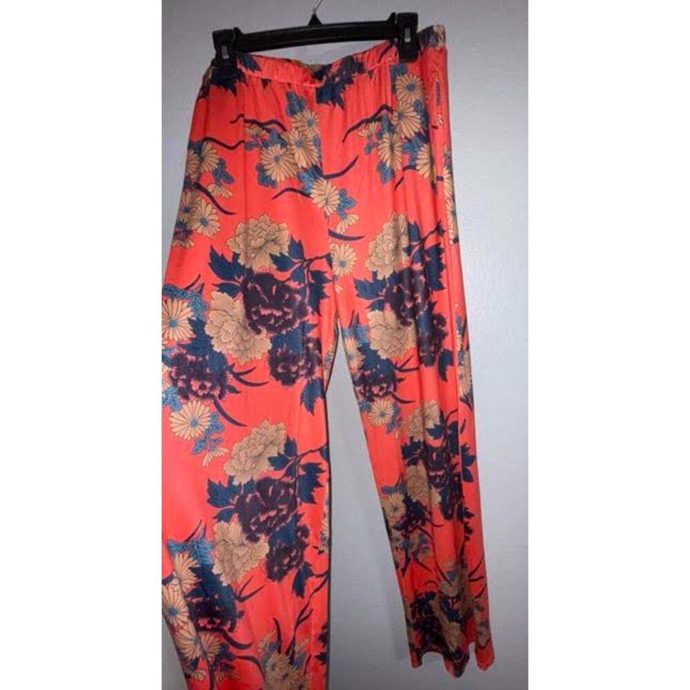 NWT Good Times High Waist Wide Leg - 1XL Casual Floral Pants Resort Lightweight